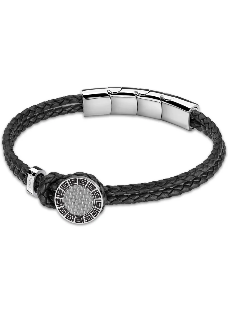 غاي لاروش Marc Black Braided Leather Bracelet for Men